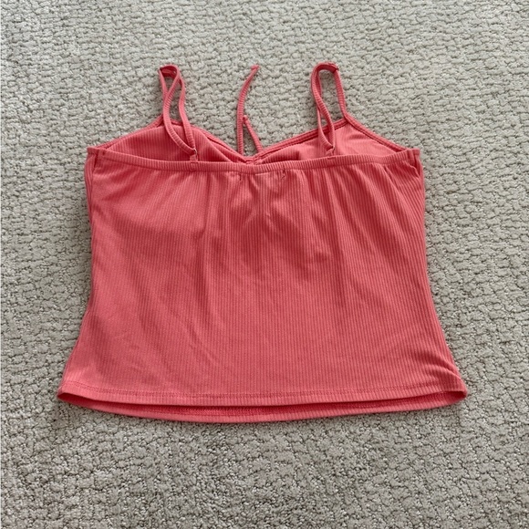 Derek Heart Ribbed Crop Tank Top Size M Pink Padded - Picture 2 of 6